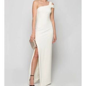 LIKELY WOMEN white one shoulder gown dress size 8 NWT